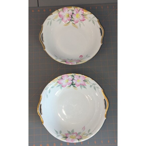 Noritake Azalea Porcelain 2 Bowls open Handles green M mark - Picture 10 of 16